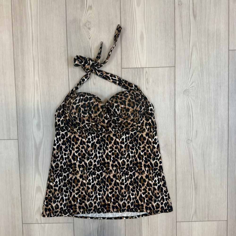 Victorias Secret Miraculous Bra Top‎ Tankini Leopard Print Halter Tank Top 36B